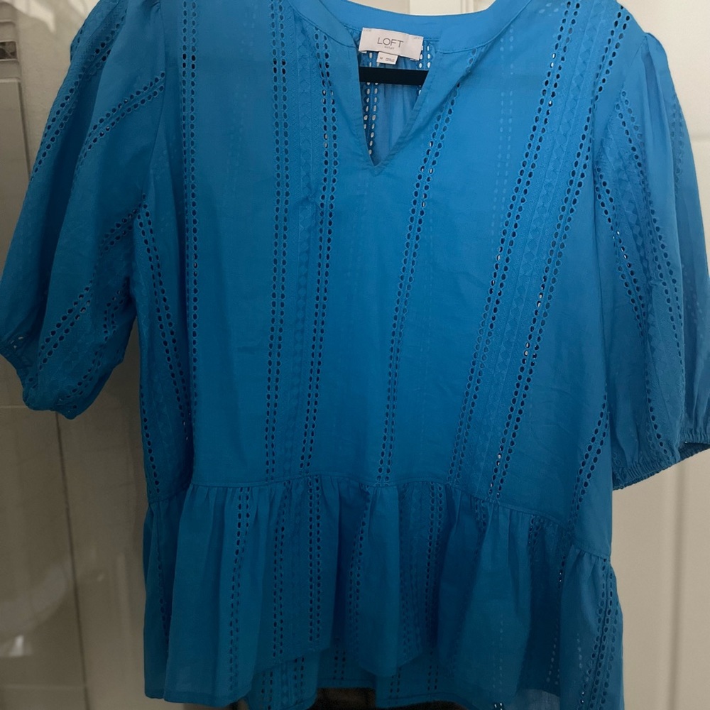 Loft blue peplum top